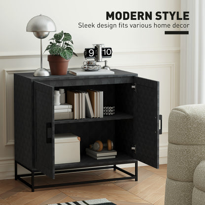 HOMCOM Modern Sideboard, Freestanding Sideboard Storage Cabinet with Adjustable Shelf and 2 Doors for Living Room, Black