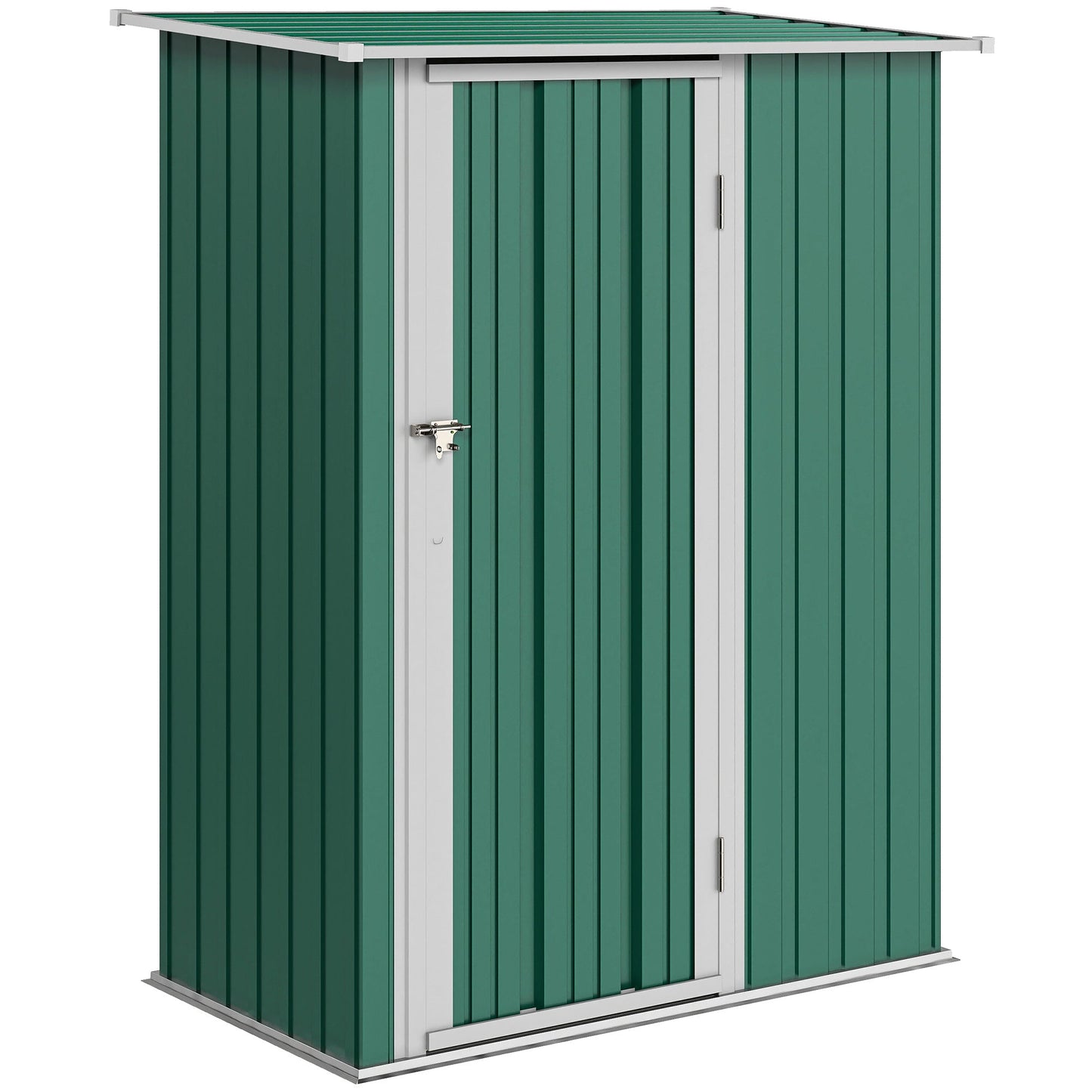 Outsunny 5x3 Garden Shed Metal Outdoor Tool Shed with Sloped Roof, Lockable Door for Gardeners, Green