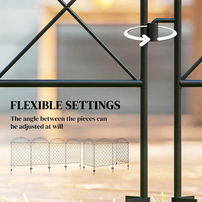 Outsunny Decorative Garden Fencing, 43in x 11.5ft Outdoor Picket Fence Panels, 4PCs Rustproof Metal Wire Landscape Flower Bed Border Edging, Black
