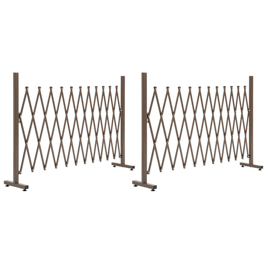 Outsunny Set of 2 Expanding Garden Fencc, Aluminium Freestanding Foldable Picket Fence, 300cmx103.5 cm, Dark Brown