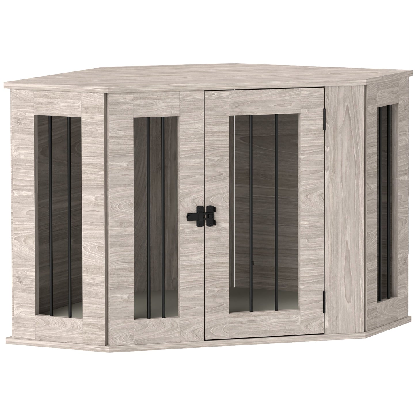 PawHut Dog Crate Furniture Side Table, with Cushion, 104 x 55 x 63cm - Walnut Brown