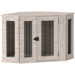 PawHut Dog Crate Furniture Side Table, with Cushion, 104 x 55 x 63cm - Walnut Brown