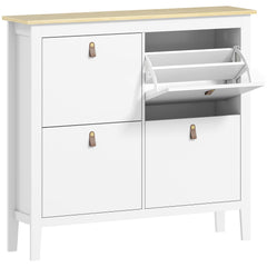 HOMCOM Modern Four-Drawer Shoe Cabinet - White