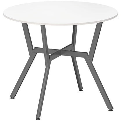 HOMCOM Dining Table, Round Kitchen Table with Black Legs for Living Room, Dining Room 90 x 76 cm, High Gloss White