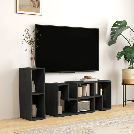 HOMCOM Three-Block Modular TV Stand - Black Wood-Effect