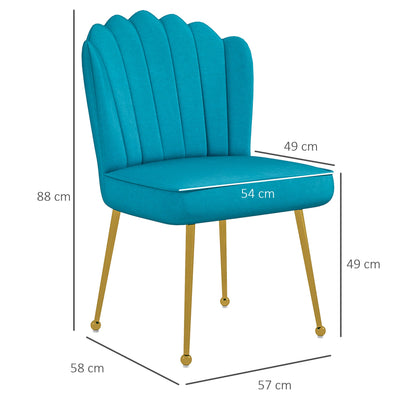 HOMCOM Velvet-Feel Shell Accent Chair - Blue