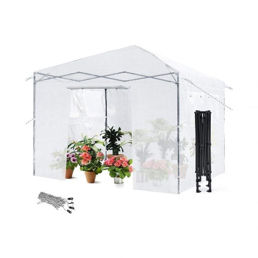 Greenhouse Outdoor Mini Walk-in Plant Portable Garden Greenhouse-White