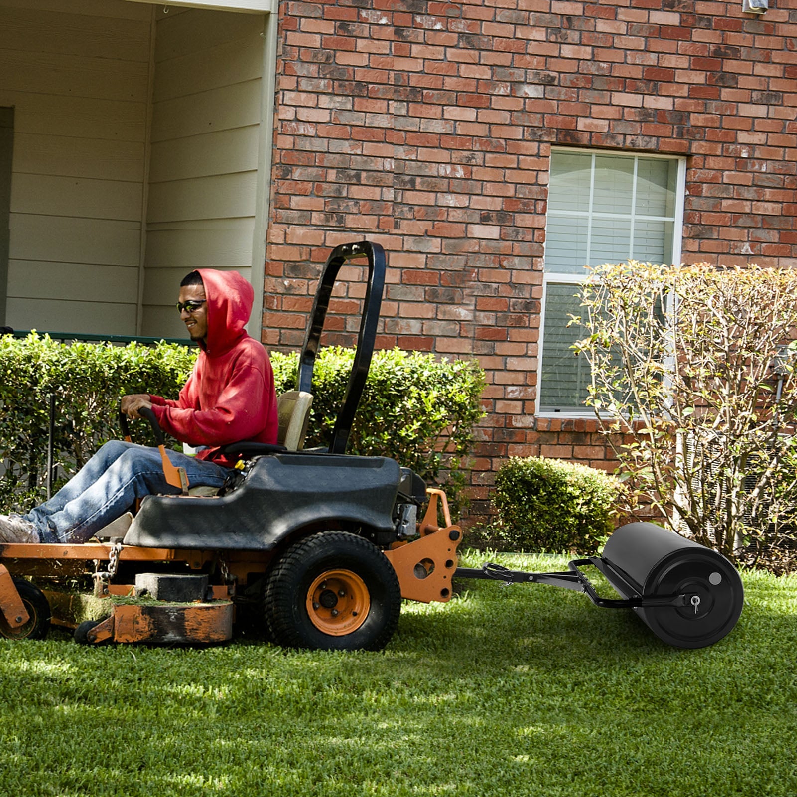 63L Garden Lawn Roller with Gripping Handle-Black