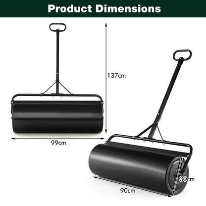 63L Garden Lawn Roller with Gripping Handle-Black
