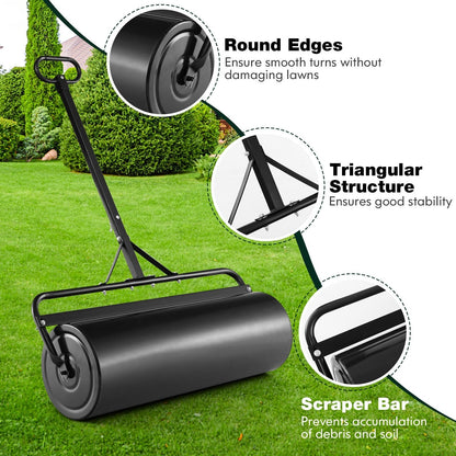 63L Garden Lawn Roller with Gripping Handle-Black