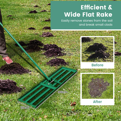 75/91/106 x 25cm Lawn Leveling Rak with Ergonomic Handle-106 x 25 cm