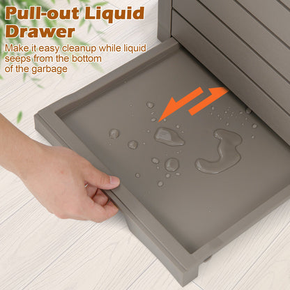 117.5 L Gallon Large Trash Bin with Lid and Pull-out Liquid Tray for Backyard-Coffee