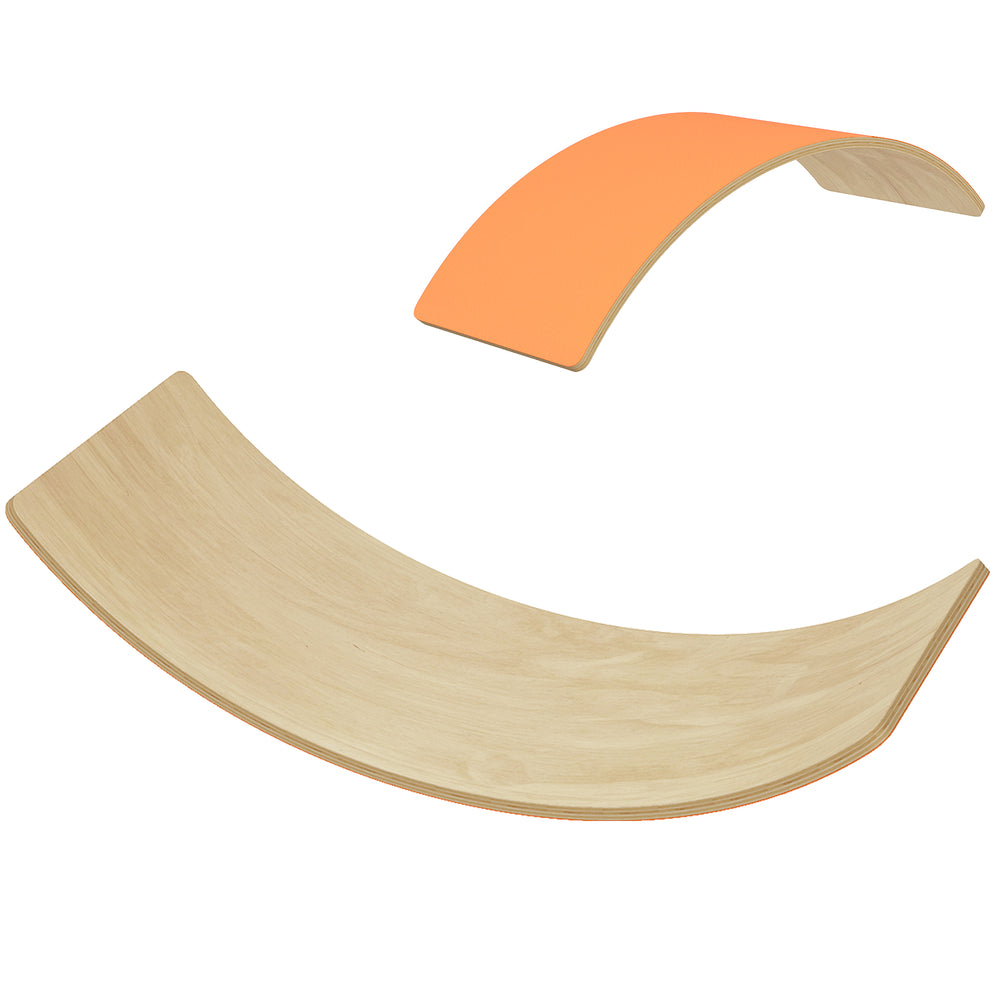 AIYAPLAY Wooden Balance Board for Kids, Wobble Board with Silent Felt for Sensory Play, Orange