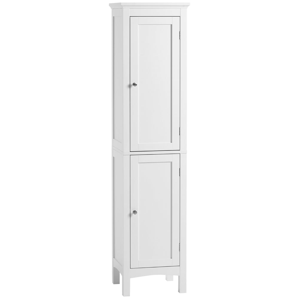 kleankin Tall Bathroom Storage Unit, Slim Bathroom Cabinet with Adjustable Shelves and Double Door, White