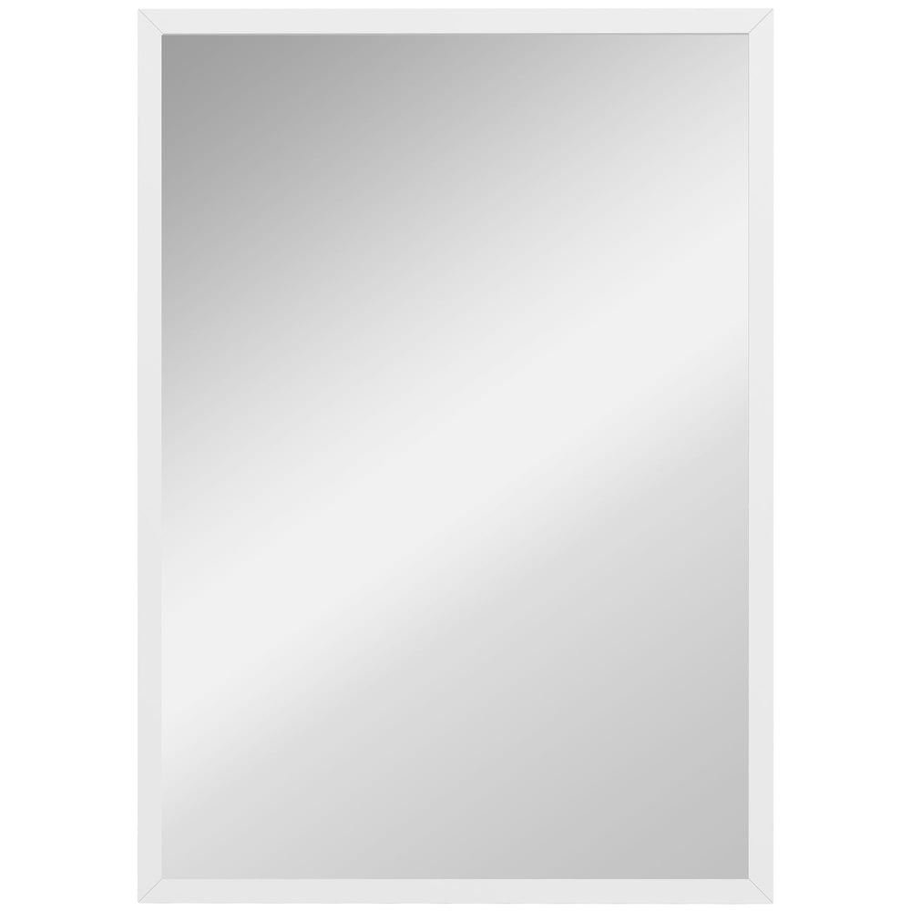 HOMCOM Rectangular wall mirror 60 x 40 cm, white wood frame, ideal for bathroom, living room or bedroom