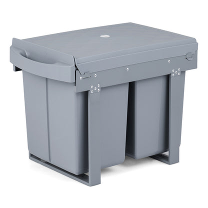 40L Built-in Pull Out Trash Can Under Cabinet Under Sink-Grey