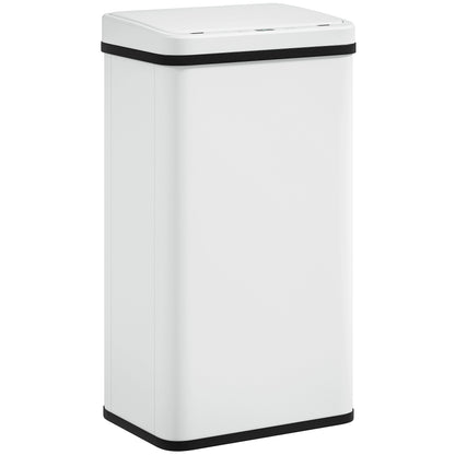 HOMCOM 50L Sensor Bin with Soft-Close Lid, Stainless Steel Automatic Touchless Motion Sensor Kitchen Bin, White