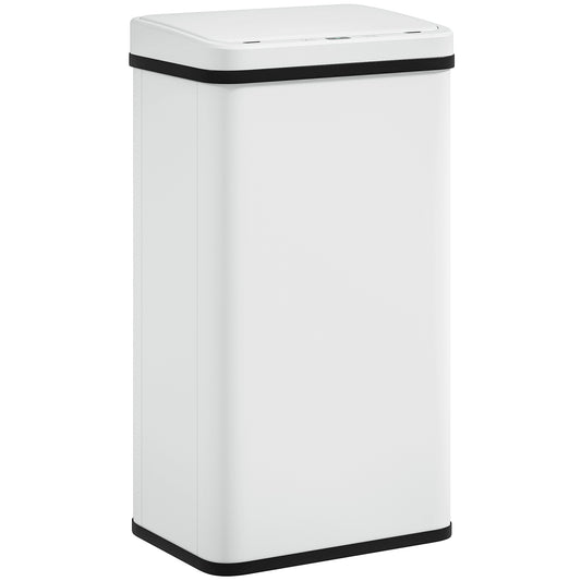 HOMCOM 50L Sensor Bin with Soft-Close Lid, Stainless Steel Automatic Touchless Motion Sensor Kitchen Bin, White