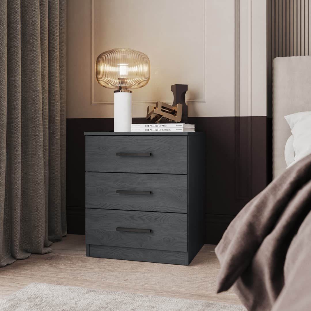 Galaxy Bedside Table 46cm [Oak Carbon]