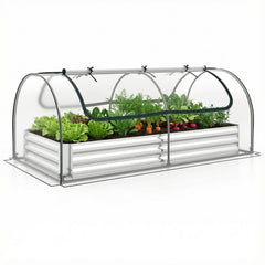 Galvanized Raised Garden Bed with Cover and 2 Roll-up Doors