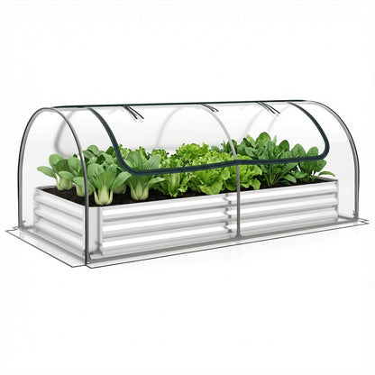 Galvanized Raised Garden Bed with Cover and 2 Roll-up Doors