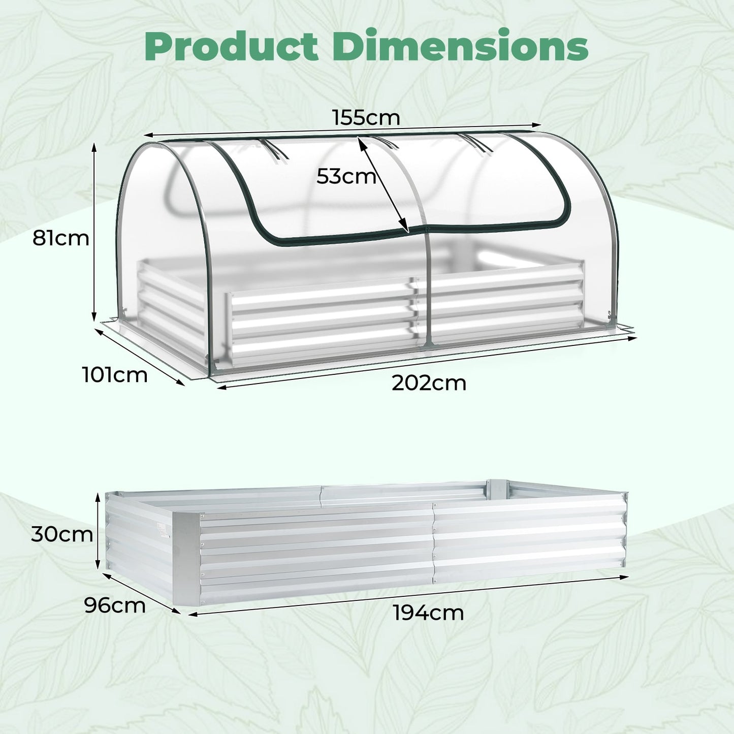 Galvanized Raised Garden Bed with Cover and 2 Roll-up Doors