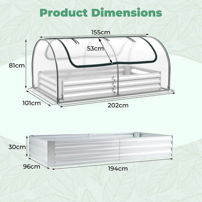 Galvanized Raised Garden Bed with Cover and 2 Roll-up Doors
