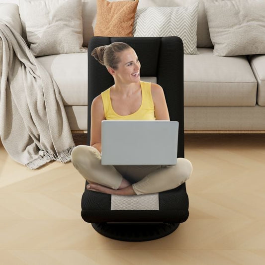 360° Swivel Gaming Chair with 4 Adjustable Position-Black and Gray