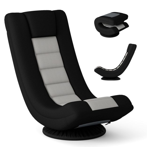 360° Swivel Gaming Chair with 4 Adjustable Position-Black and Gray