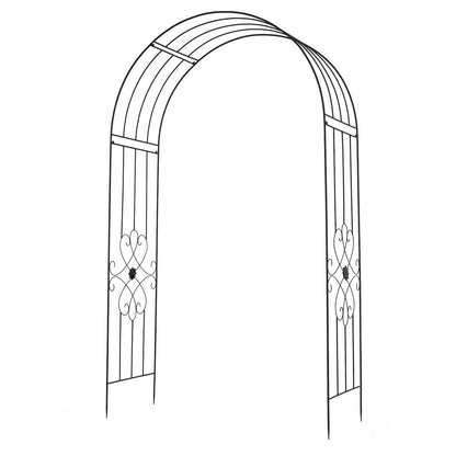 Garden Arbor with Ground Stakes amd Outdoor Metal Arch Archway for Wedding Party Ceremony Decorations-Black