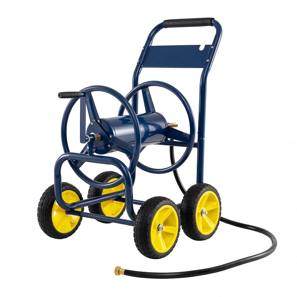 Garden Hose Reel Cart 4 Wheels 100 m of 16 mm Large Capacity-Navy