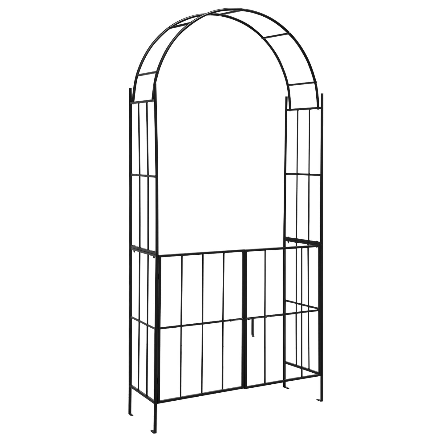 Garden Arch Arbor Trellis with Gate Tall Heavy-Duty Metal Arbour Archway-Black