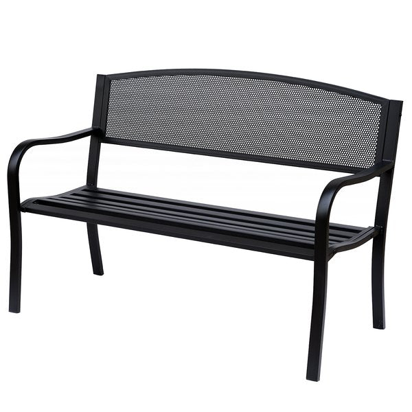 120 cm 2 Person Garden Bench, Steel-Black