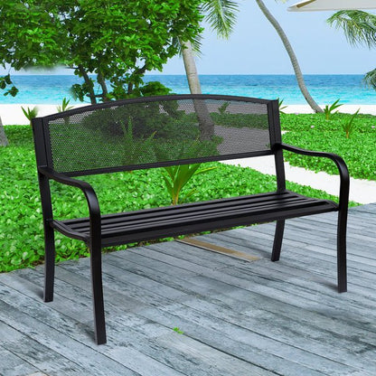 120 cm 2 Person Garden Bench, Steel-Black