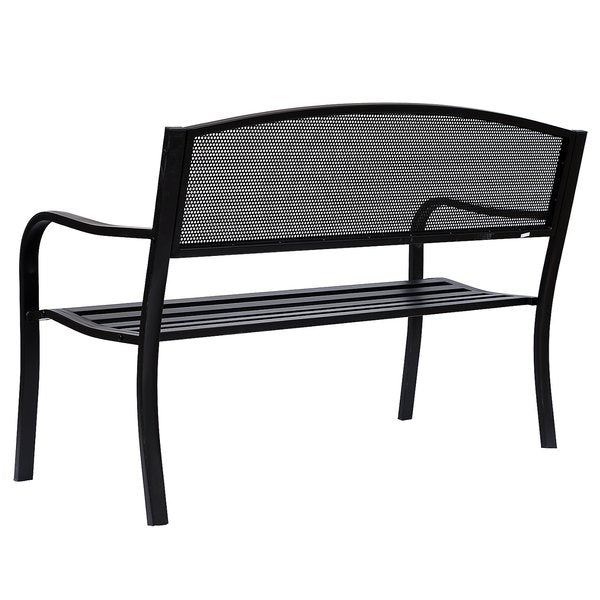 120 cm 2 Person Garden Bench, Steel-Black