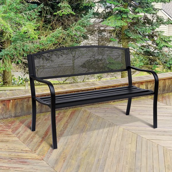 120 cm 2 Person Garden Bench, Steel-Black