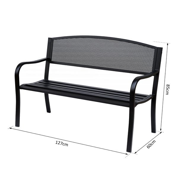 120 cm 2 Person Garden Bench, Steel-Black