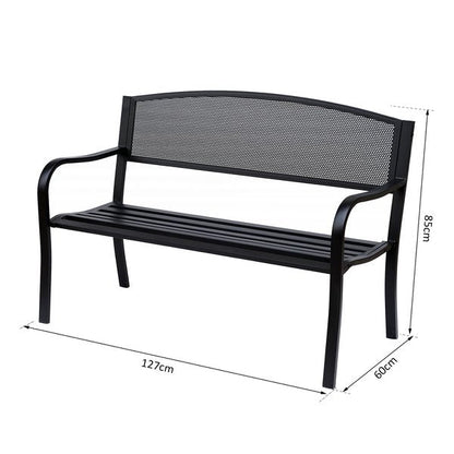 120 cm 2 Person Garden Bench, Steel-Black