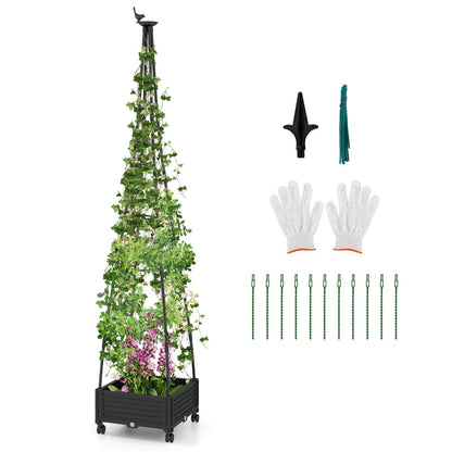 206 cm Garden Obelisk Trellis for Climbing Plants-Black