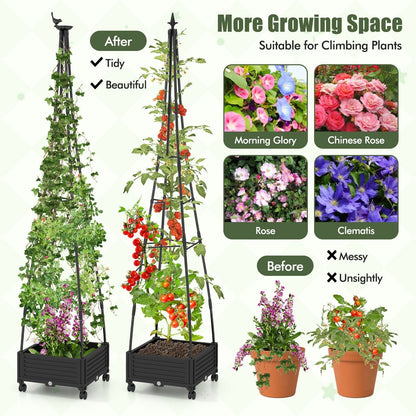 206 cm Garden Obelisk Trellis for Climbing Plants-Black