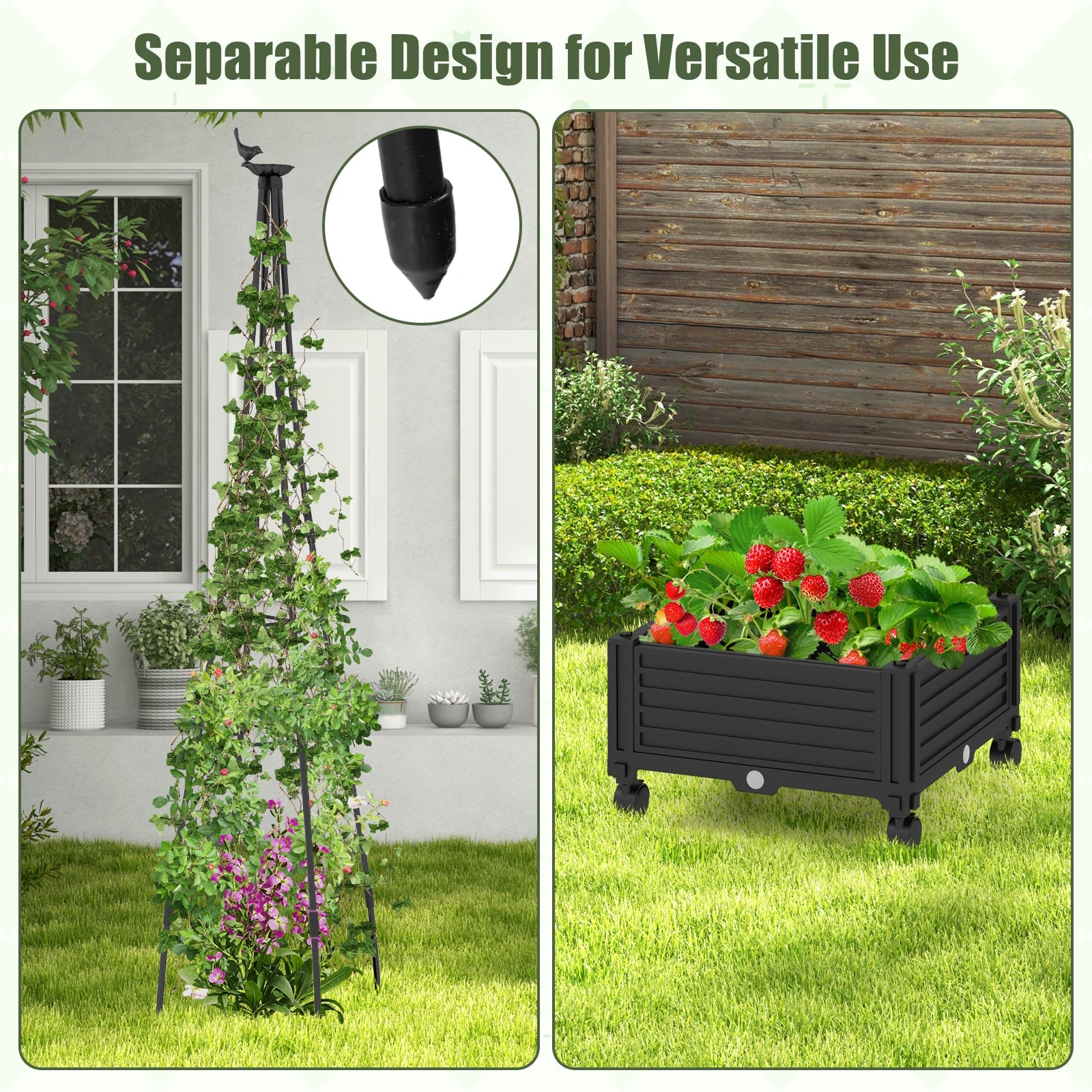 206 cm Garden Obelisk Trellis for Climbing Plants-Black