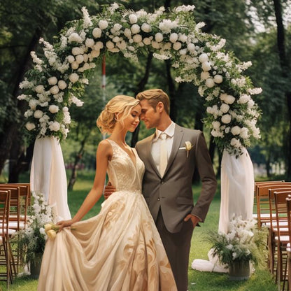 Garden Trellis Pergola Outdoor Metal Arbor with Classical Style Decorations-Black