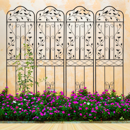 Garden Trellis with Foldable Shelf and Anti-Tipping Device-Black-2 Pack