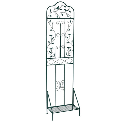 Garden Trellis with Foldable Shelf and Anti-Tipping Device-Dark Green-1 Pack