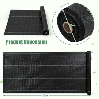Garden Weed Barrier Fabric PP Weed Control Fabric with Guide Line-2.1 Oz 1 x 50 m