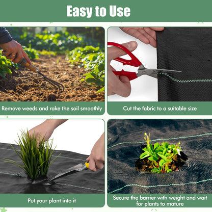 Garden Weed Barrier Fabric PP Weed Control Fabric with Guide Line-2.1 Oz 2 x 25 m