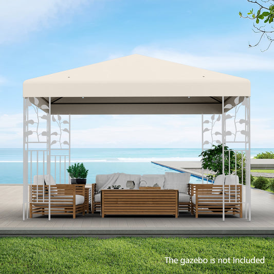 Gazebo Replacement Canopy Top Cover with Hook and Loop Fastener-Beige