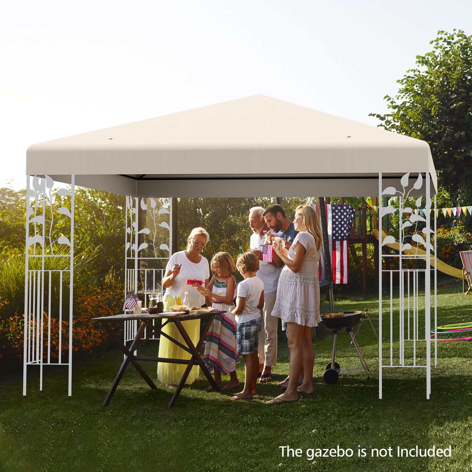 Gazebo Replacement Canopy Top Cover with Hook and Loop Fastener-Beige