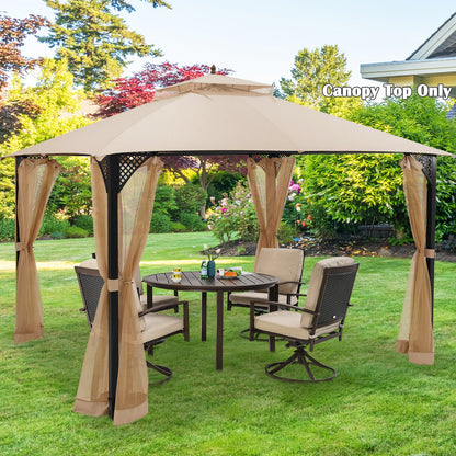 368 x 303CM Gazebo Replacement Top with Air Vent and Drainage Holes-Beige