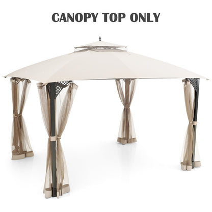 368 x 303CM Gazebo Replacement Top with Air Vent and Drainage Holes-Beige